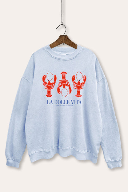 The Sweet Life Lobster Graphic Mineral Wash Sweatshirt