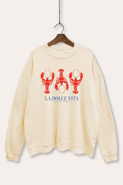 The Sweet Life Lobster Graphic Mineral Wash Sweatshirt