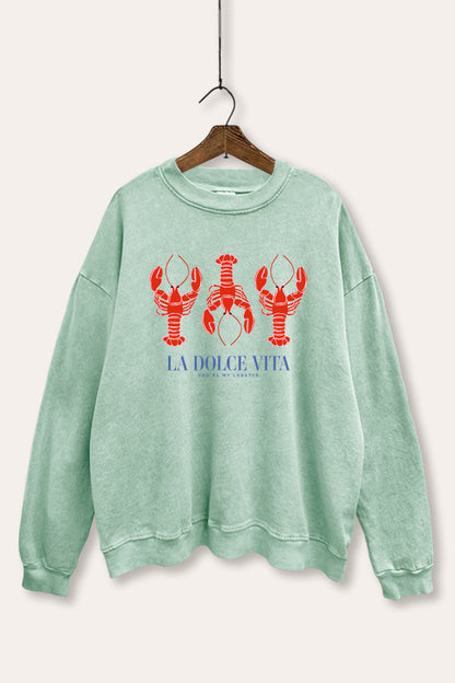 The Sweet Life Lobster Graphic Mineral Wash Sweatshirt