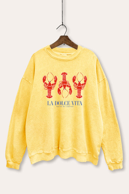 The Sweet Life Lobster Graphic Mineral Wash Sweatshirt