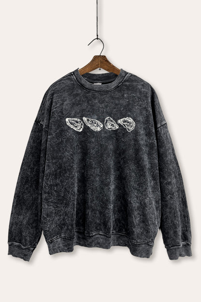 Oyster Coastal Graphic Mineral Wash Sweatshirt