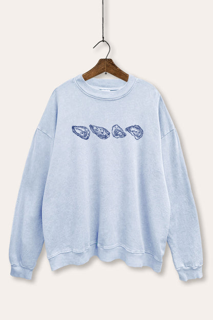 Oyster Coastal Graphic Mineral Wash Sweatshirt