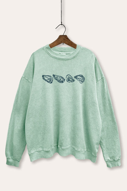 Oyster Coastal Graphic Mineral Wash Sweatshirt