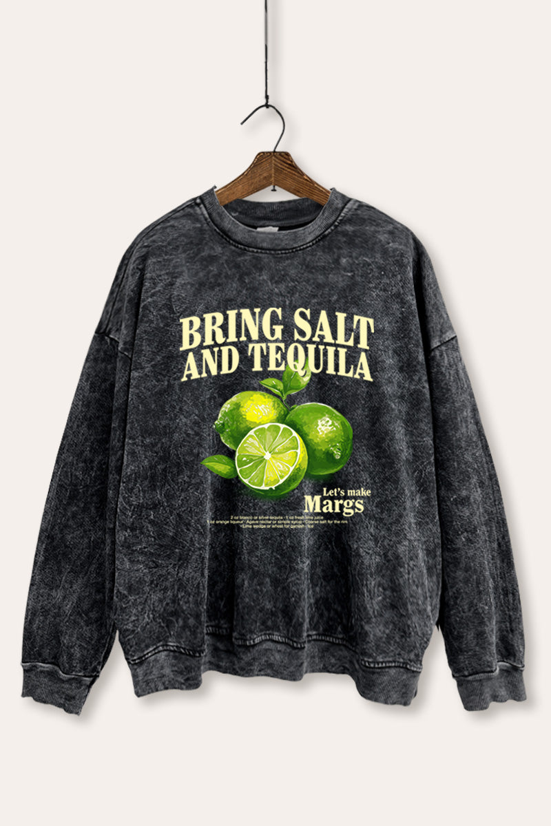 Salt Tequila & Margarita Graphic Mineral Wash Sweatshirt