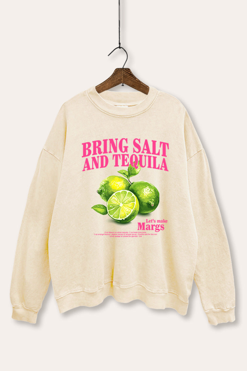 Salt Tequila & Margarita Graphic Mineral Wash Sweatshirt