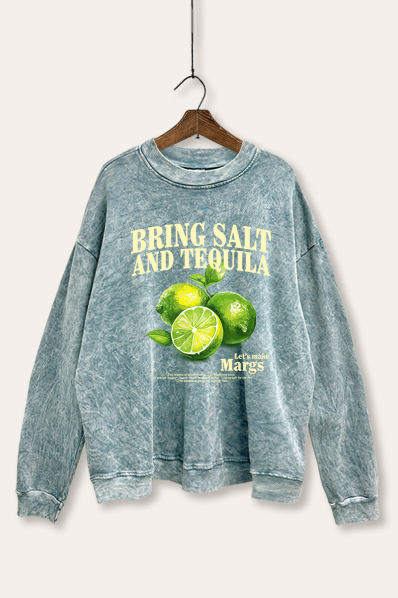 Salt Tequila & Margarita Graphic Mineral Wash Sweatshirt