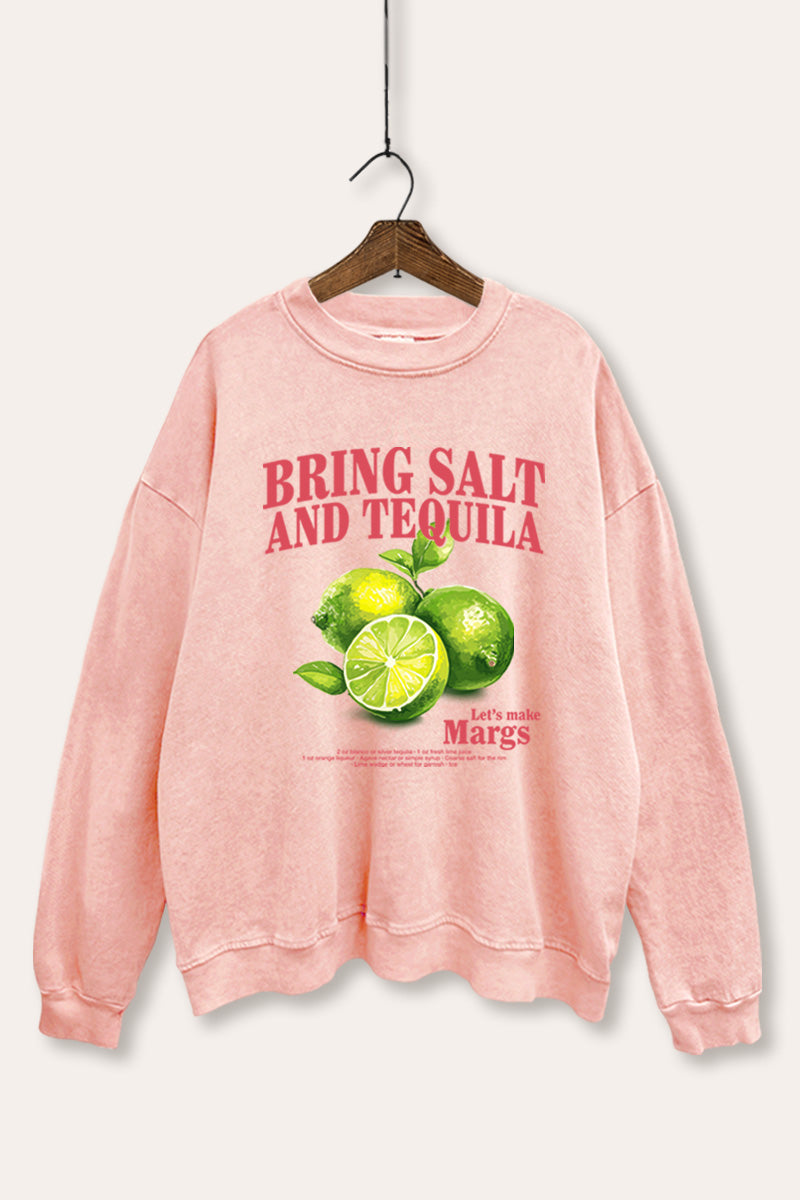 Salt Tequila & Margarita Graphic Mineral Wash Sweatshirt