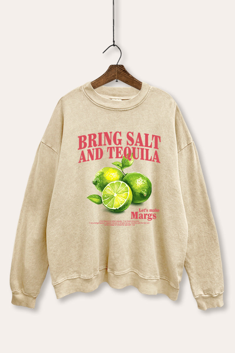 Salt Tequila & Margarita Graphic Mineral Wash Sweatshirt