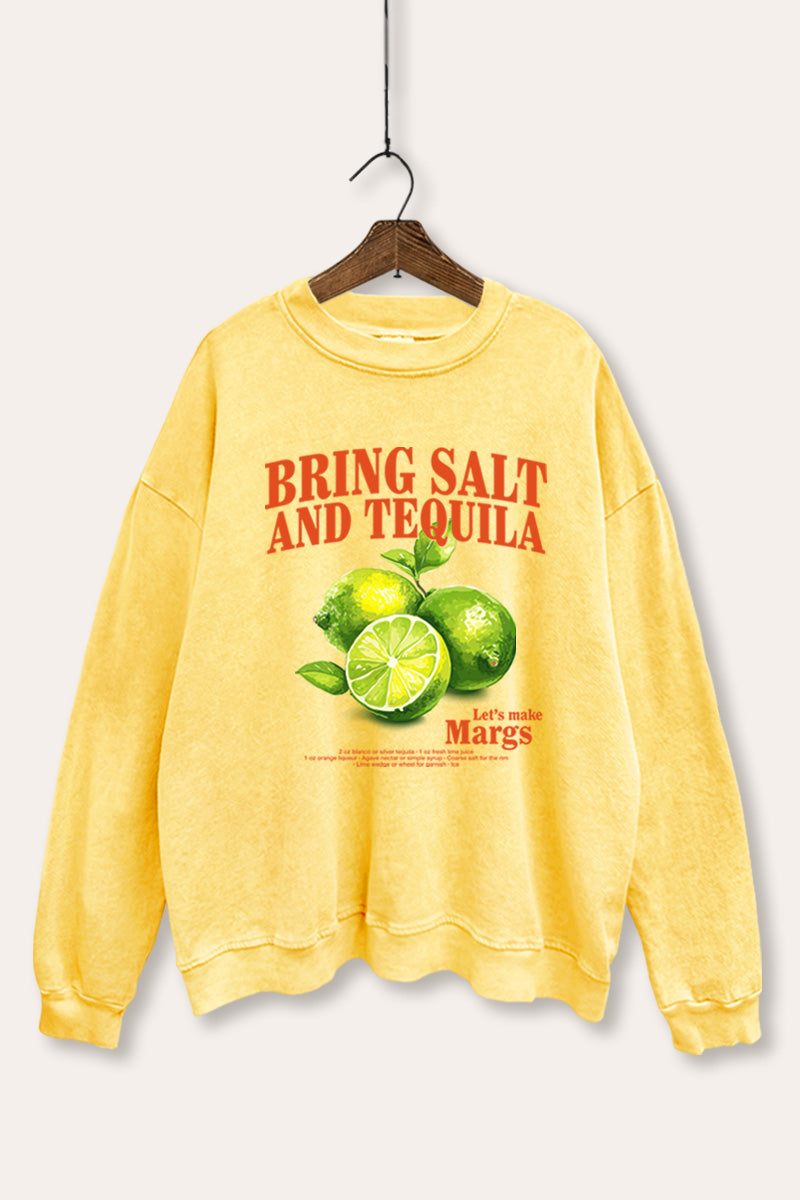 Salt Tequila & Margarita Graphic Mineral Wash Sweatshirt