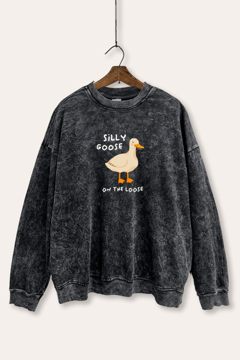 Silly Goose Pastel Graphic Mineral Wash Sweatshirt