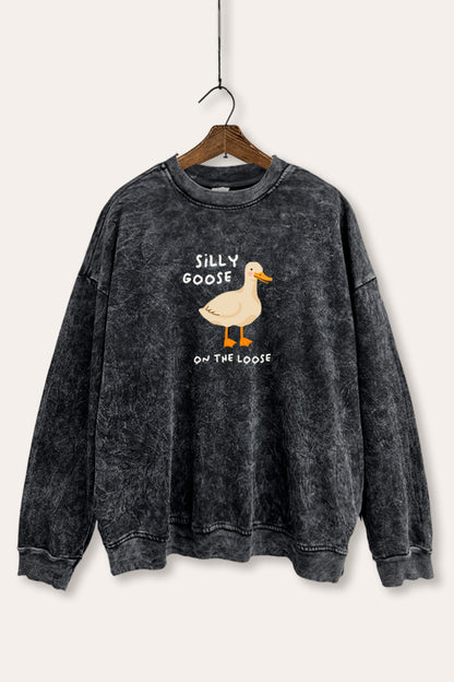 Silly Goose Pastel Graphic Mineral Wash Sweatshirt