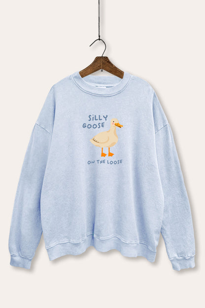 Silly Goose Pastel Graphic Mineral Wash Sweatshirt