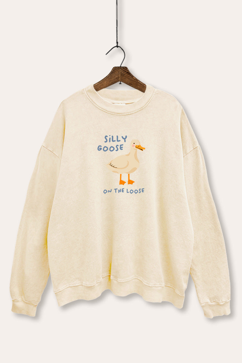 Silly Goose Pastel Graphic Mineral Wash Sweatshirt