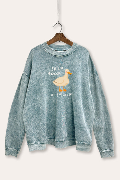 Silly Goose Pastel Graphic Mineral Wash Sweatshirt