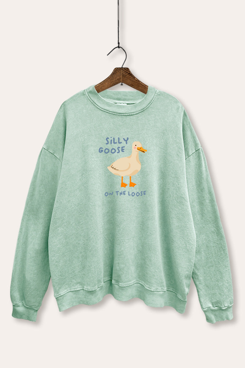 Silly Goose Pastel Graphic Mineral Wash Sweatshirt