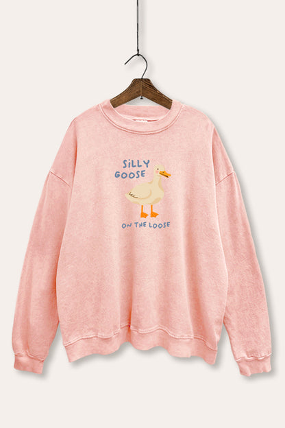 Silly Goose Pastel Graphic Mineral Wash Sweatshirt