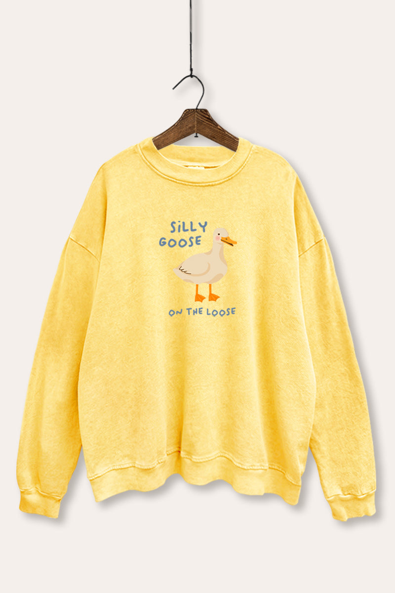 Silly Goose Pastel Graphic Mineral Wash Sweatshirt