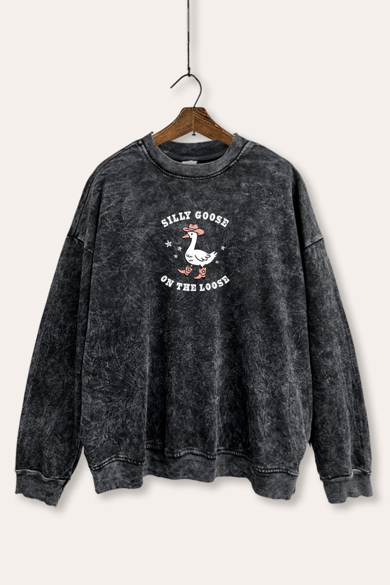 Silly Goose Western Graphic Mineral Wash Sweatshirt
