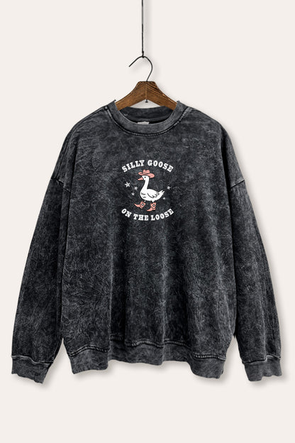 Silly Goose Western Graphic Mineral Wash Sweatshirt