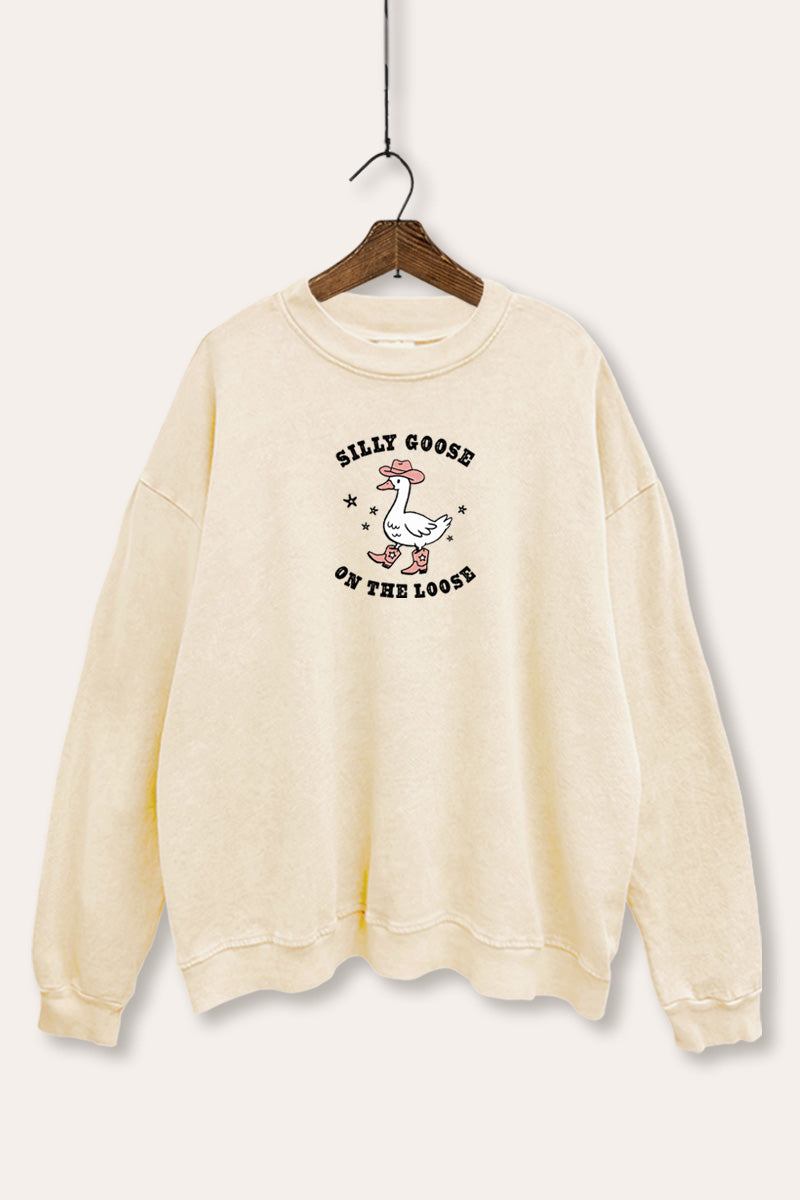 Silly Goose Western Graphic Mineral Wash Sweatshirt