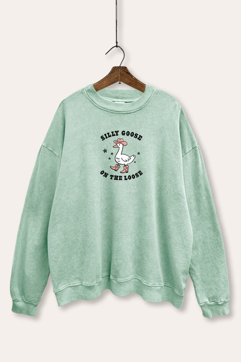 Silly Goose Western Graphic Mineral Wash Sweatshirt