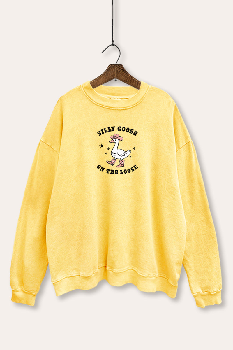 Silly Goose Western Graphic Mineral Wash Sweatshirt