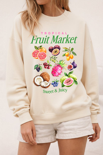 Tropical Fruit Market Graphic Mineral Wash Sweatshirt