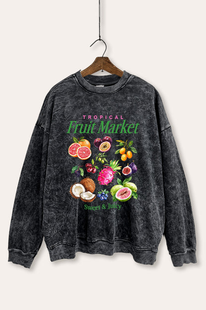 Tropical Fruit Market Graphic Mineral Wash Sweatshirt
