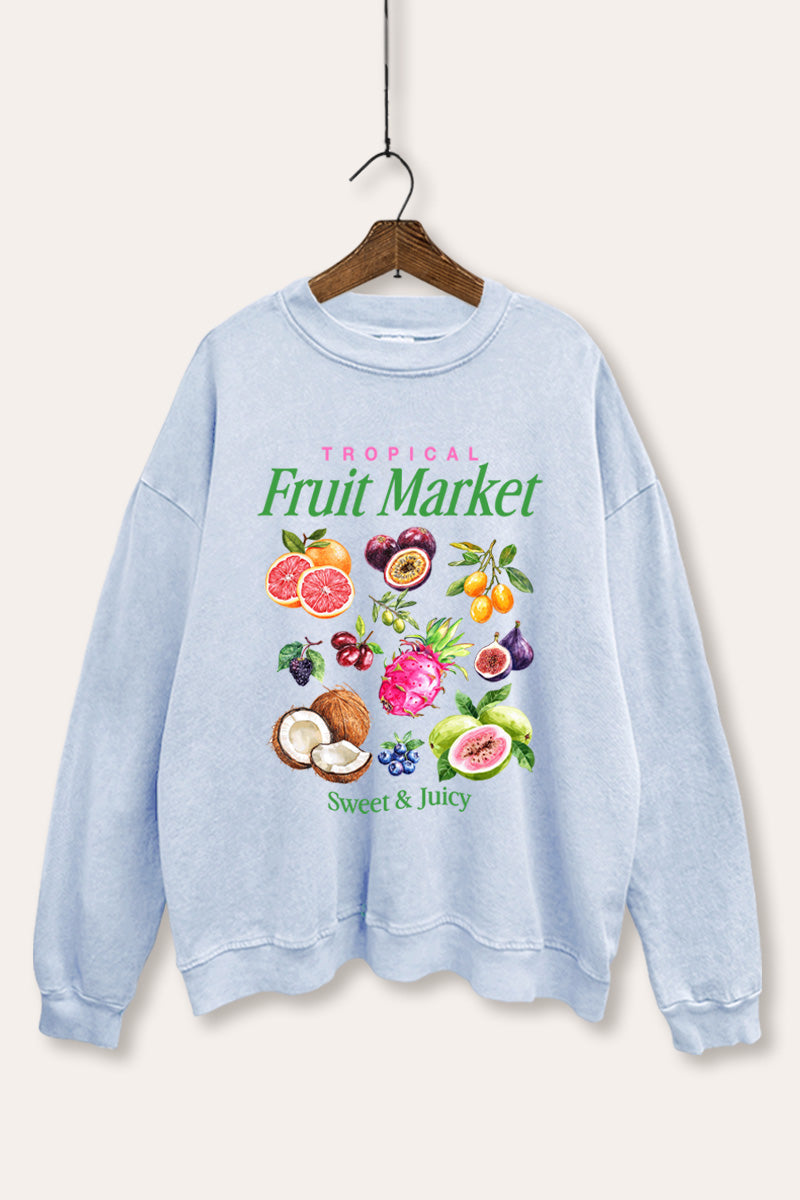 Tropical Fruit Market Graphic Mineral Wash Sweatshirt