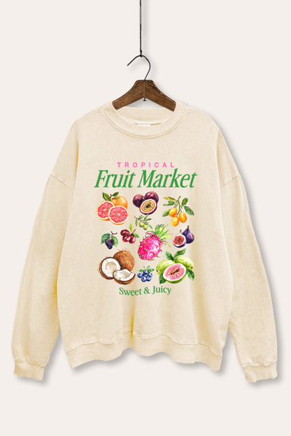 Tropical Fruit Market Graphic Mineral Wash Sweatshirt