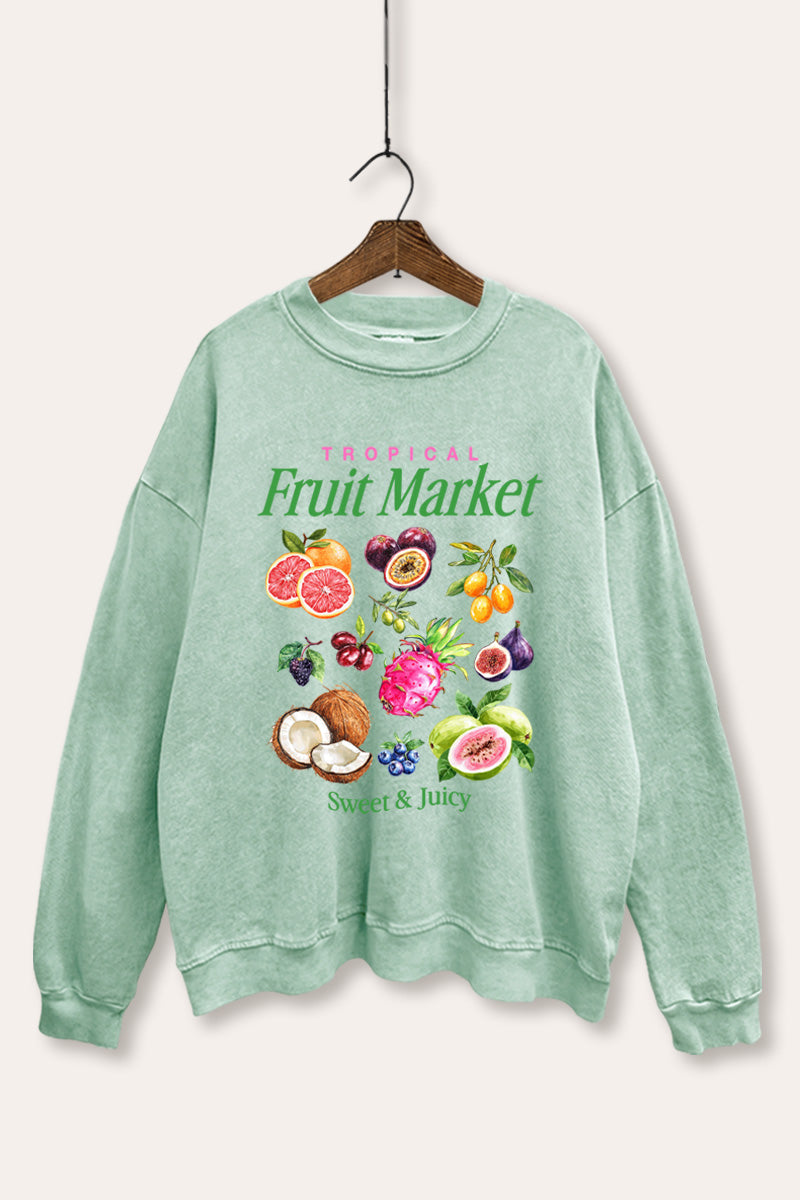 Tropical Fruit Market Graphic Mineral Wash Sweatshirt