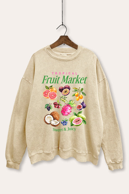 Tropical Fruit Market Graphic Mineral Wash Sweatshirt