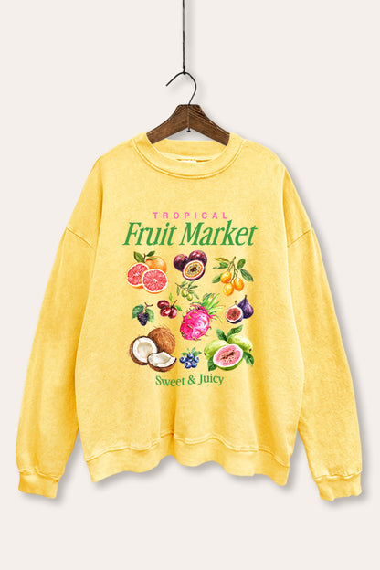 Tropical Fruit Market Graphic Mineral Wash Sweatshirt