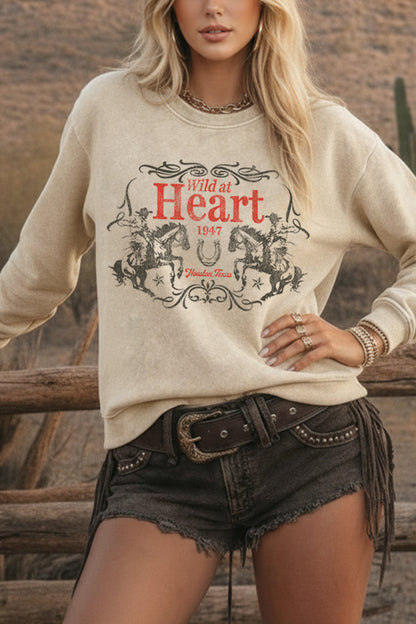 Wild At Heart Rodeo Graphic Mineral Wash Sweatshirt