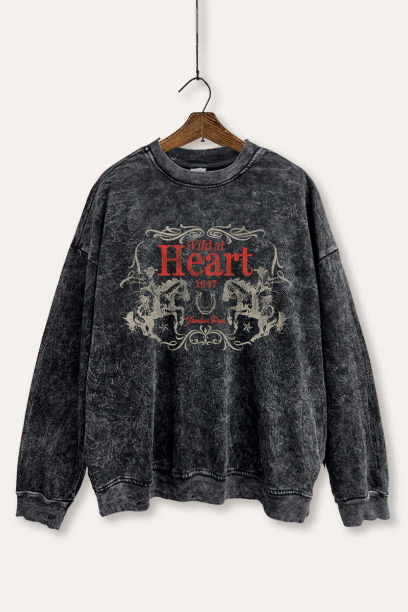 Wild At Heart Rodeo Graphic Mineral Wash Sweatshirt