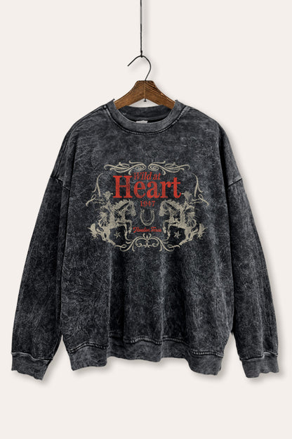 Wild At Heart Rodeo Graphic Mineral Wash Sweatshirt