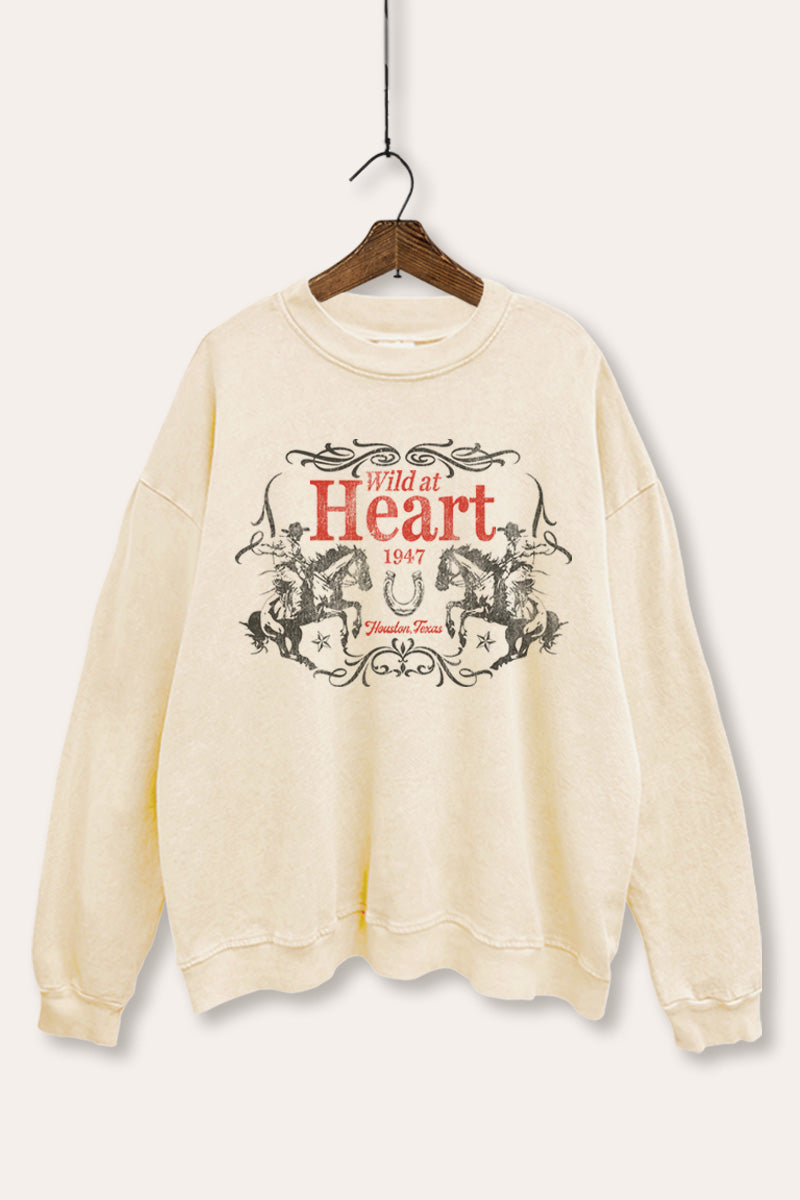 Wild At Heart Rodeo Graphic Mineral Wash Sweatshirt
