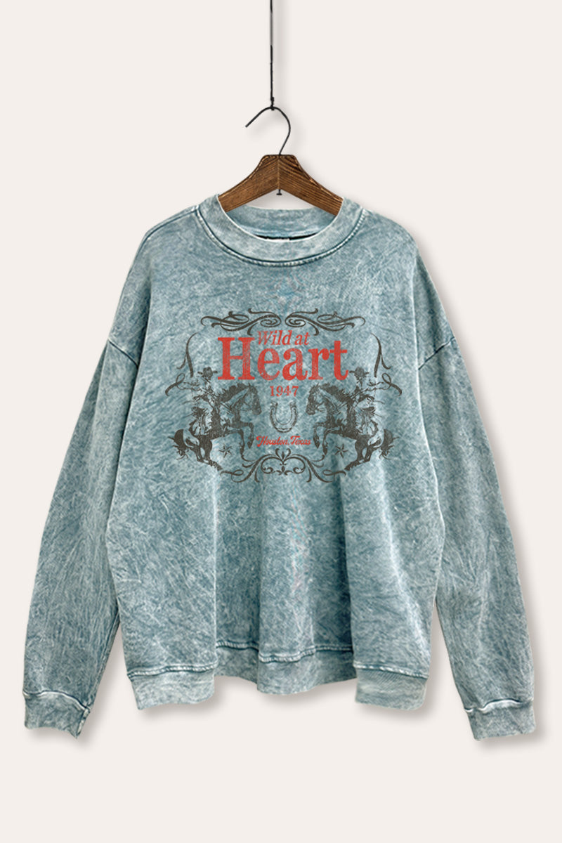 Wild At Heart Rodeo Graphic Mineral Wash Sweatshirt