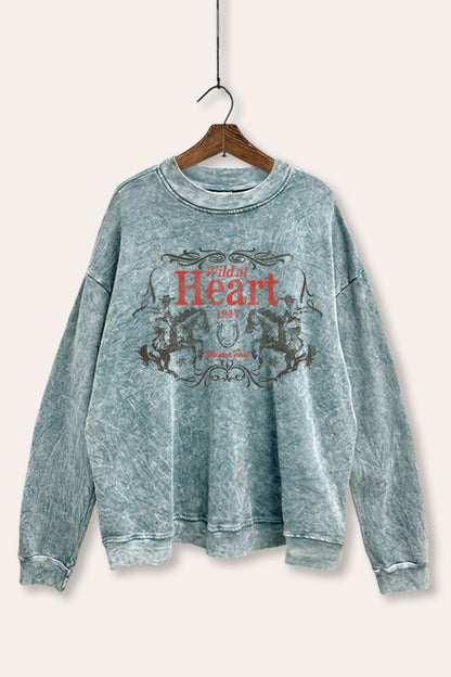 Wild At Heart Rodeo Graphic Mineral Wash Sweatshirt