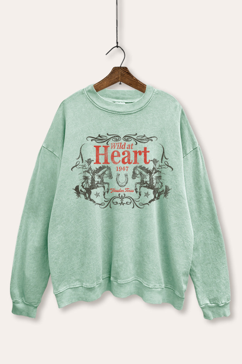 Wild At Heart Rodeo Graphic Mineral Wash Sweatshirt