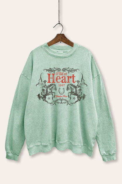 Wild At Heart Rodeo Graphic Mineral Wash Sweatshirt
