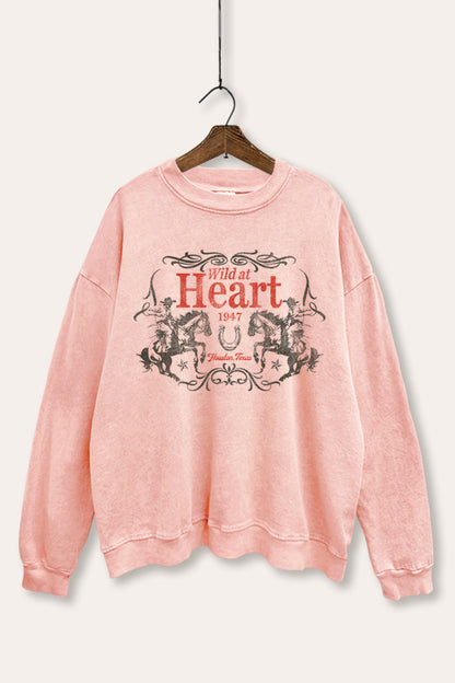 Wild At Heart Rodeo Graphic Mineral Wash Sweatshirt