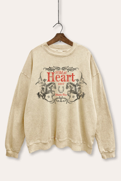 Wild At Heart Rodeo Graphic Mineral Wash Sweatshirt