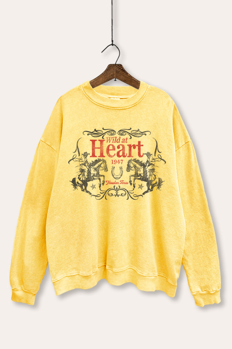 Wild At Heart Rodeo Graphic Mineral Wash Sweatshirt