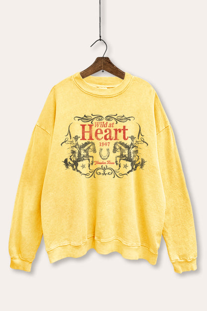 Wild At Heart Rodeo Graphic Mineral Wash Sweatshirt
