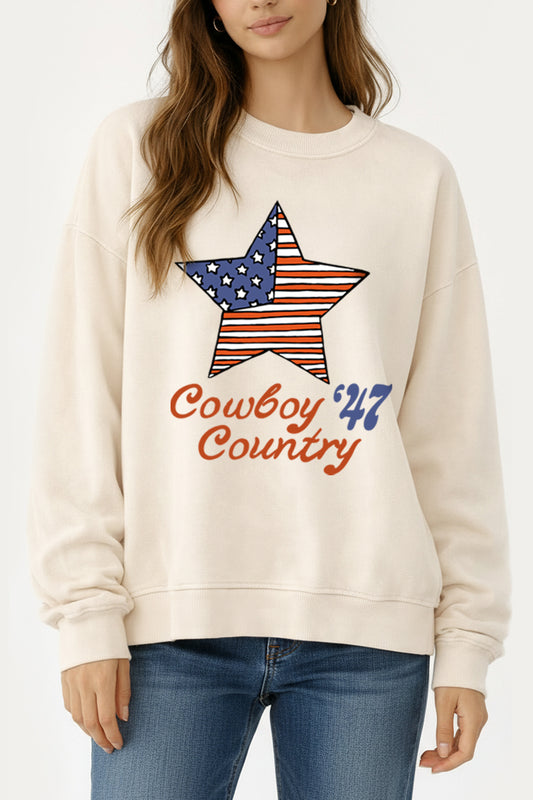 USA Flag Cowboy Country Graphic Mineral Wash Sweatshirt