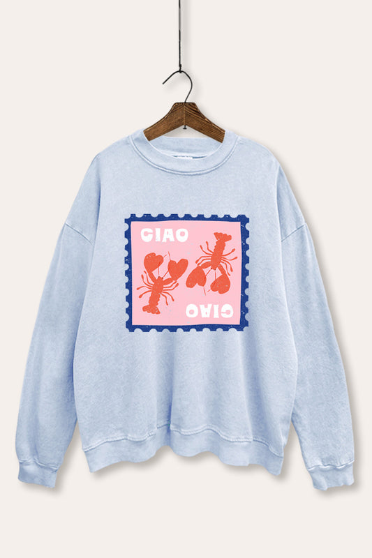 Ciao Lobster Graphic Mineral Wash Sweatshirt