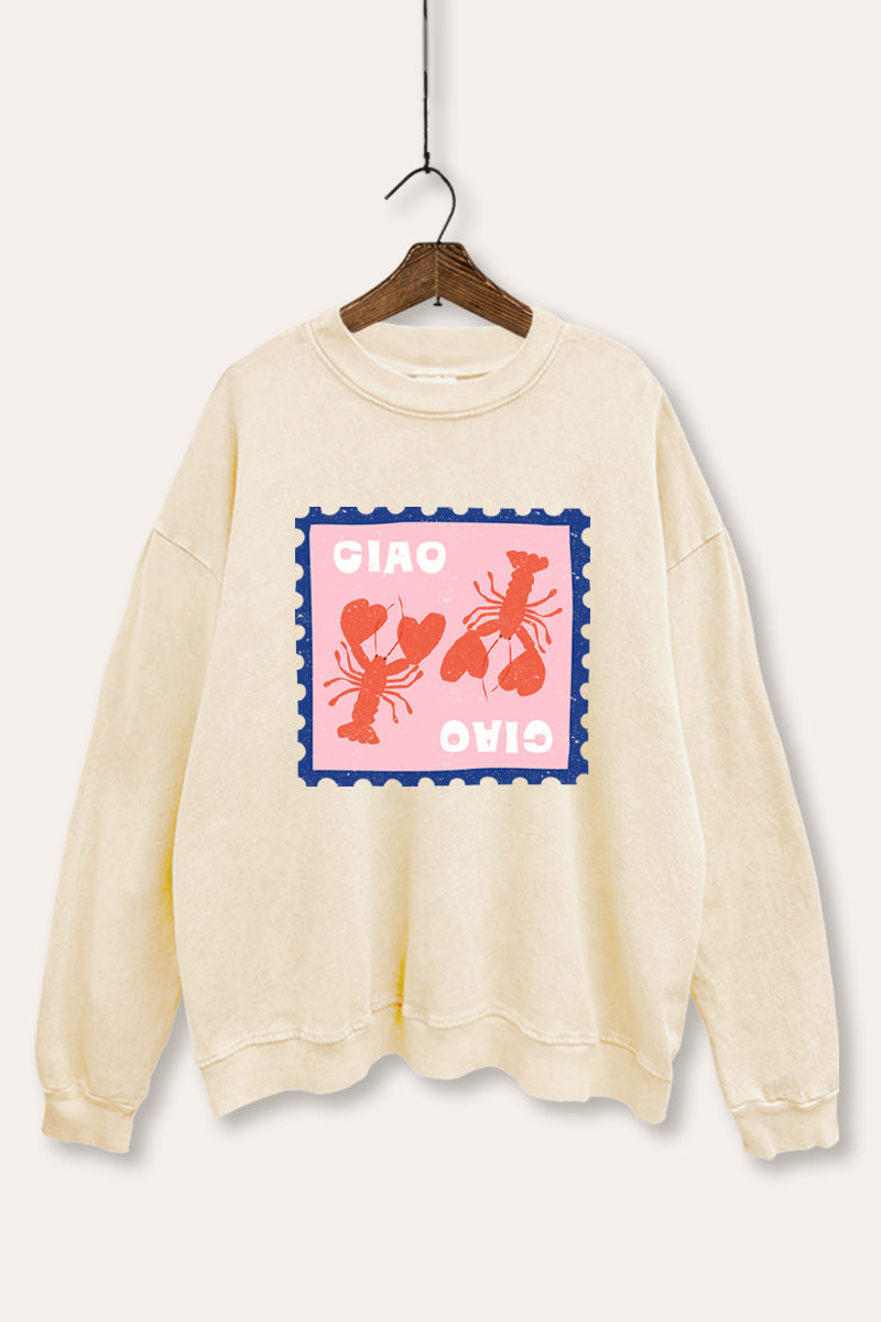 Ciao Lobster Graphic Mineral Wash Sweatshirt