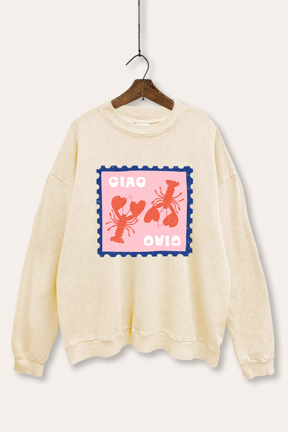 Ciao Lobster Graphic Mineral Wash Sweatshirt