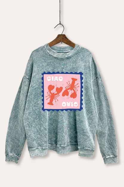 Ciao Lobster Graphic Mineral Wash Sweatshirt